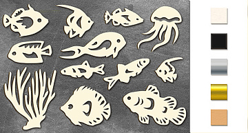 Chipboard embellishments set,  "Marine life 1" #018