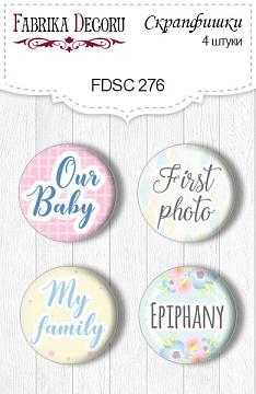 Set of 4pcs flair buttons for scrabooking "Puffy Fluffy Girl" EN #276