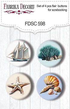 Set of 4pcs flair buttons for scrabooking Sea of dreams #598