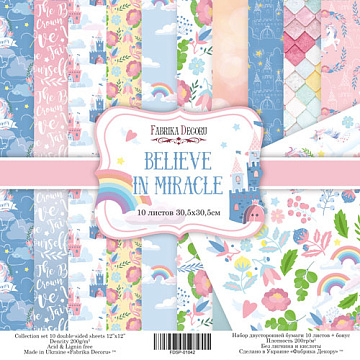 Double-sided scrapbooking paper set Believe in miracle 12"x12" 10 sheets