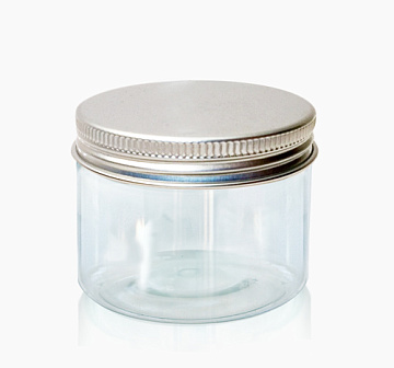 Plastic Jar 30 ml, transparent, with a tin lid  