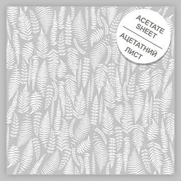 Acetate sheet with white pattern White Fern 12"x12"