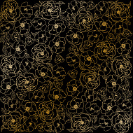 лист односторонней бумаги с фольгированием, дизайн golden pion black, 30,5см х 30,5см
