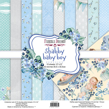 Doppelseitig Scrapbooking Papiere Satz Shabby Baby Boy Redesign, 30.5 cm x 30.5cm, 10 Blätter
