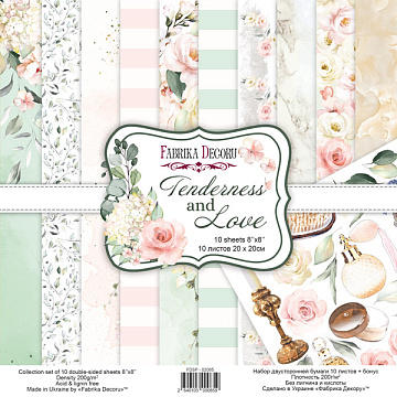 Double-sided scrapbooking paper set Tenderness and love 8"x8", 10 sheets