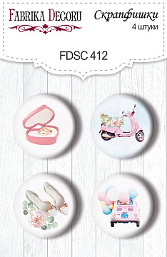 Set of 4pcs flair buttons for scrabooking Walking on clouds #412