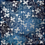 Sheet of single-sided paper embossed with silver foil, pattern Silver Winterberries Dark blue 12"x12" 