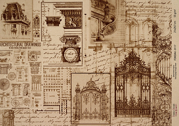 Kraft decoupage paper, 21x29,7cm, “Architecture”, #00117