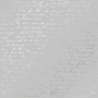 Sheet of single-sided paper embossed with silver foil, pattern Silver Text Gray 12"x12" 