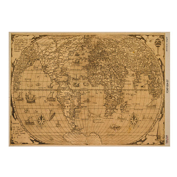 Kraft paper sheet Maps of the seas and continents #07, 16,5’’x11,5’’ 