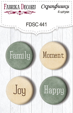 Set mit 4 Flair-Knöpfen zum Scrapbooking von Family Heritage EN #441