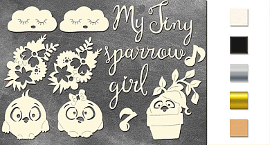  Набор чипбордов "My tiny sparrow girl" color_Milk