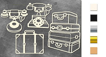 Zestaw tekturek " Zabytkowe telefony i walizki" #670