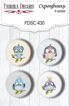 Set of 4pcs flair buttons for scrabooking Cutie sparrow boy #430