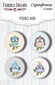 Set mit 4 Flair-Knöpfen für Scrapbooking Cutie Sparrow Boy #430