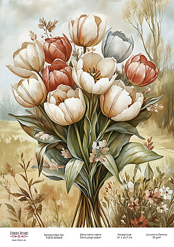 Decoupage card «Spring flowers-10» #000959, 21cm x 29,7cm