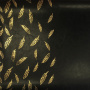 Piece of PU leather for bookbinding with gold pattern Golden Feather Glossy black, 50cm x 25cm - 1