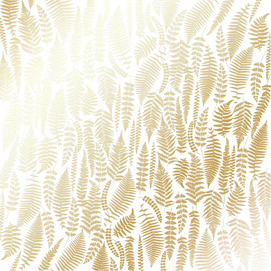 лист односторонней бумаги с фольгированием, дизайн golden fern white, 30,5см х 30,5см