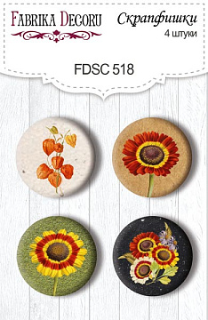 Set mit 4 Flair-Knöpfen zum Scrapbooking Herbstliches botanisches Tagebuch #518