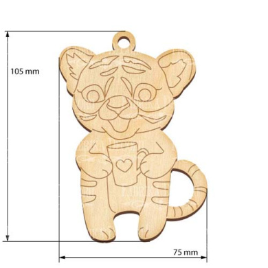 Figurine for painting and decorating #401 "Tiger cub with a cup" - 2