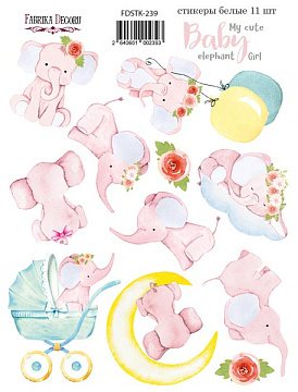 Zestaw naklejek, 11 szt, "My cute Baby elephant girl" #239