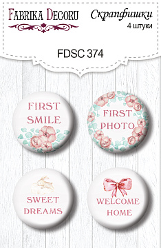 Set of 4pcs flair buttons for scrabooking Dreamy baby girl EN #374