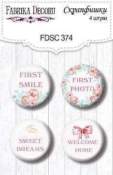 Set mit 4 Flair-Knöpfen zum Scrapbooking Dreamy Baby Girl EN #374