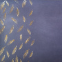 Piece of PU leather for bookbinding with gold pattern Golden Feather Lavender, 50cm x 25cm - 1