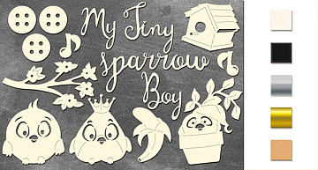 Chipboard embellishments set, "My tiny sparrow boy" #181