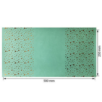 Piece of PU leather for bookbinding with gold pattern Golden Stars Mint, 50cm x 25cm - 2