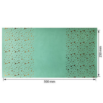 отрез кожзама с тиснением золотой фольгой, дизайн golden stars mint, 50см х 25см - 2