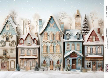 Decoupage card «Christmas houses-019» #000869, 21cm x 29,7cm