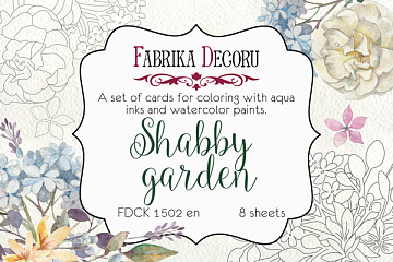Zestaw pocztówek "Shabby garden" do kolorowania atramentem akwarelowym EN