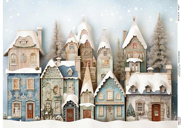 Decoupage Card Snow-covered houses-11, #0944, 29.7x42cm