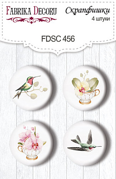 Set of 4pcs flair buttons for scrabooking Orchid song #456