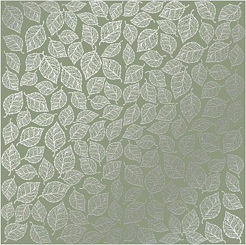 Blatt aus einseitigem Papier mit Silberfolie geprägt, Muster Silver Leaves mini, Farbe Olive 12"x12"