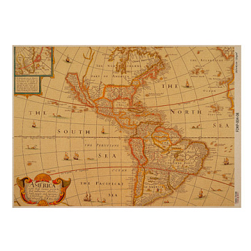 Arkusz kraft papieru z wzorem Maps of the seas and continents #08, 42x29,7 cm