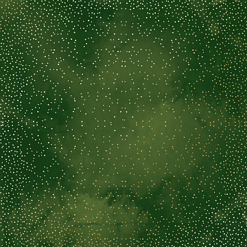 Sheet of single-sided paper with gold foil embossing, pattern Golden Mini Drops, color Green aquarelle, 12"x12"