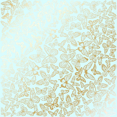 лист односторонней бумаги с фольгированием, дизайн golden butterflies mint, 30,5см х 30,5см
