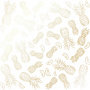Sheet of single-sided paper with gold foil embossing, pattern Golden Pineapple White, 12"x12"