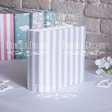 Blank album with a soft fabric cover White-gray stripes 20cm х 20cm