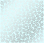 Sheet of single-sided paper embossed with silver foil, pattern Silver Leaves mini, color Mint 12"x12" 