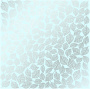 Sheet of single-sided paper embossed with silver foil, pattern Silver Leaves mini, color Mint 12"x12" 