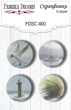 Set of 4pcs flair buttons for scrabooking Memories of the sea #460