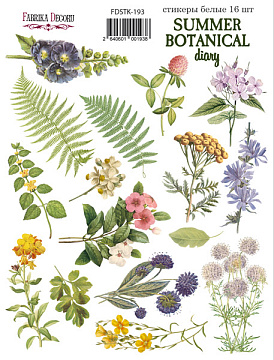 Set of stickers 16pcs Summer botanical diary  #193