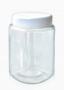 Plastic jar 400 ml, transparent, with white cap - 0