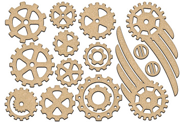 Set of MDF ornaments for decoration #196