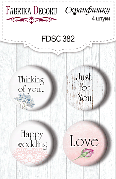 Set of 4pcs flair buttons for scrabooking Shabby love EN #382