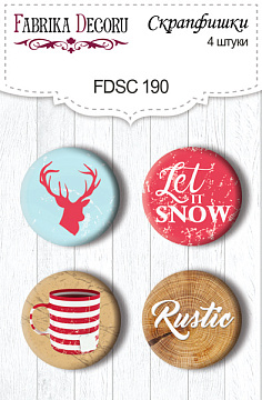 Set of 4pcs flair buttons for scrabooking "Winter in the city" EN #190