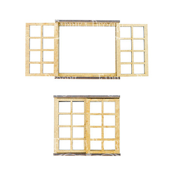 3D figures for decorating dollhouses and shadow boxes, Window 2pcs, Set #282